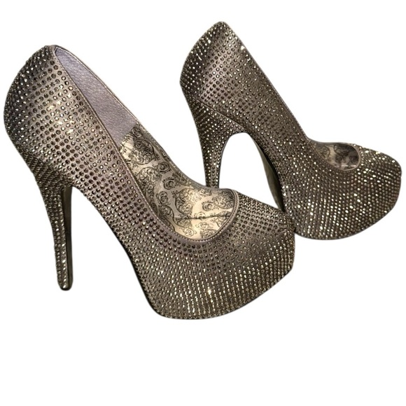 Bordello Rhinestone Platform Stilettos – Silver Sparkle – Size 6.5–7 - Picture 2 of 9